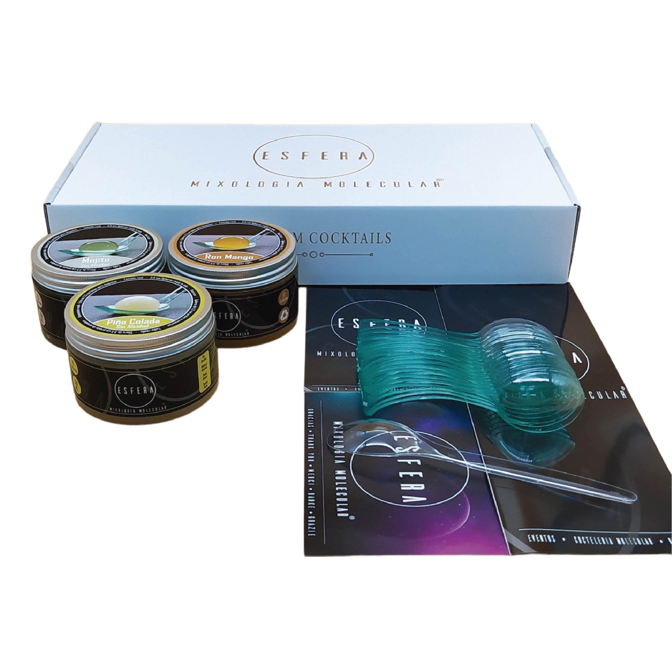 Esfera Mixología Molecular - Esferificaciones Kit con Alginato de Sodio - Cocteles Preparados - Kit 8 Sabores de Cocteleria - Kit Gin Tonic Regalo Original Gourmet - Tonica de Corte Molecular