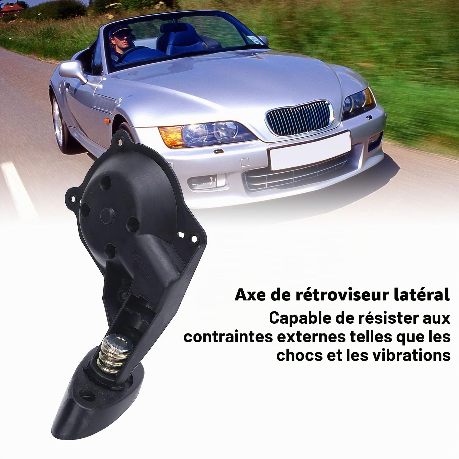 Tbest Réparation de Broche du Miroir de L'aile Extérieure Impact de L'impact sur Le Métal Durable Remplacement de L'ABS pour Z3 E36 E37 E38 1994 à 2002 Roadster Coupé à (Côté conducteur)
