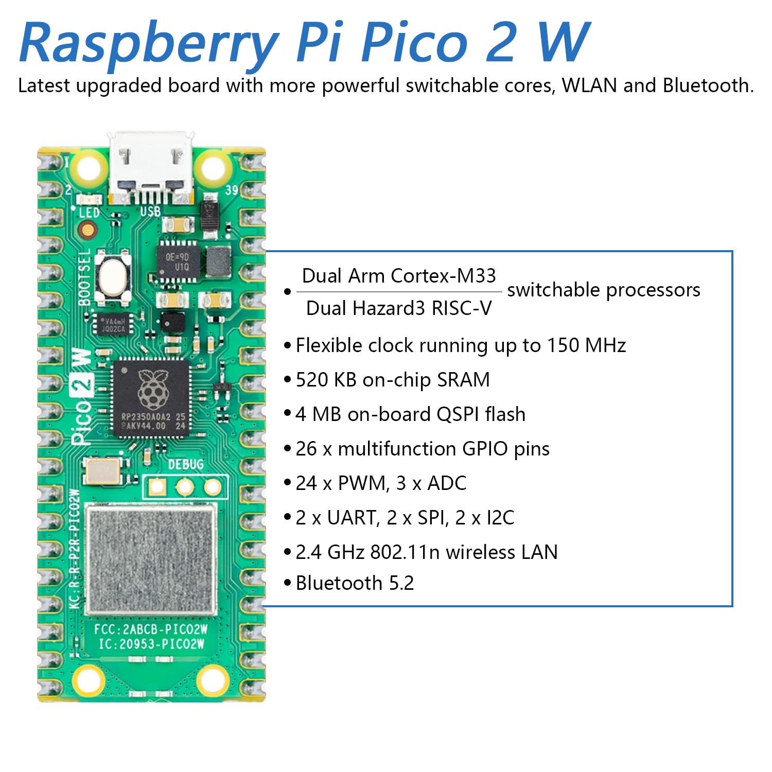 FREENOVE Omni Wheel Car Kit for Raspberry Pi Pico 2 W (Included), Dual Arm Cortex-M33 and Dual Hazard3 RISC-V Microcontroller, 3-Wheel and 4-Wheel Forms, Accelerometer Module, Compass Module