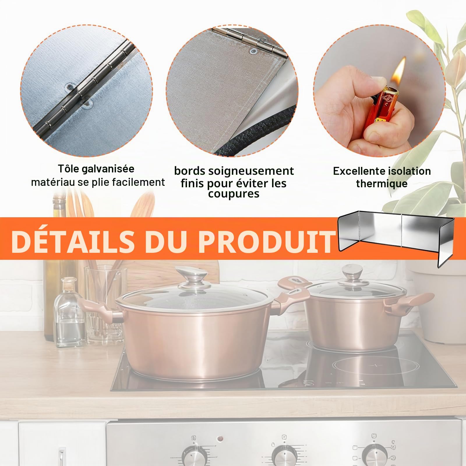 Protection anti-éclaboussures pour cuisine - 4 protections anti-éclaboussures - Paroi pliante - Protection anti-éclaboussures - Protection anti-éclaboussures pliable pour cuisines - Taches