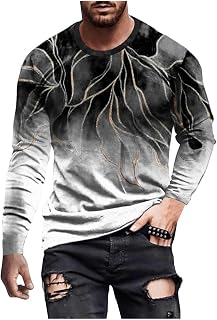 Muscularfit Mens Long Sleeve Shirts Casual Gradient Color Loose Pullover Graphic Tee Shirts Fall Fashion Athletic Sweatshirts