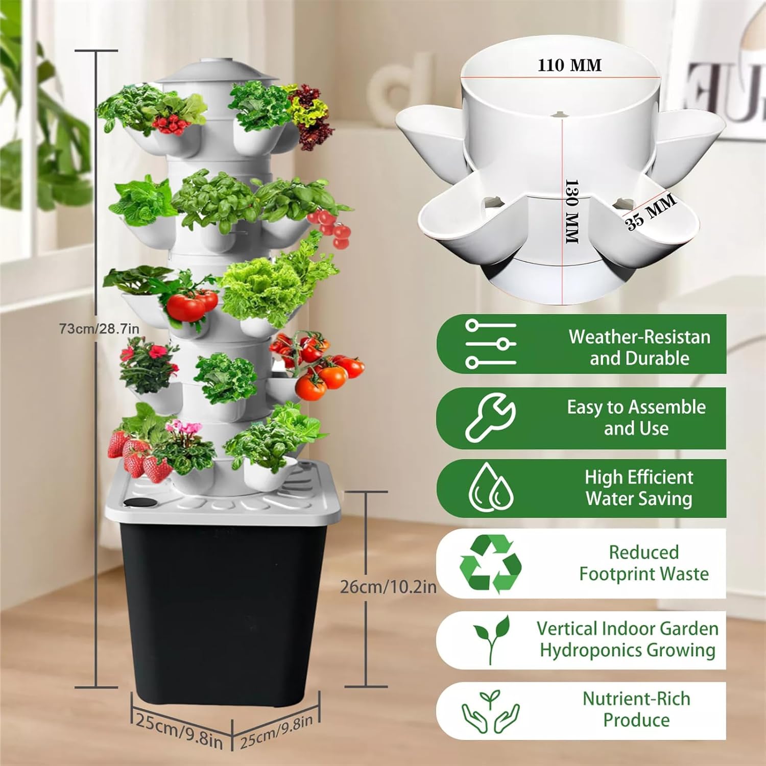 Hydroponics Growing System, Vertical Tower System Kit, Hydroponic Germination Kit for Gardening Lover with 10L Tank, Vertical Farming Garden Planter