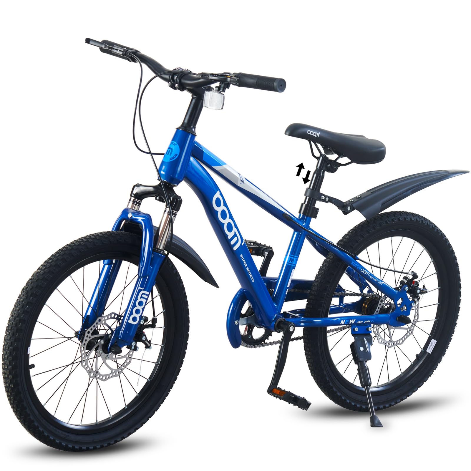 LSBIKE 18 20 22Inch Mountain Kid Bike Children Bicycle for 5-13 Years Boys & Girls, Kid bikes Bicycle with Front and Rear Disc Brakes, Mudguards and Front Shock Absorber, Reflector (BLUE, 22INCH)
