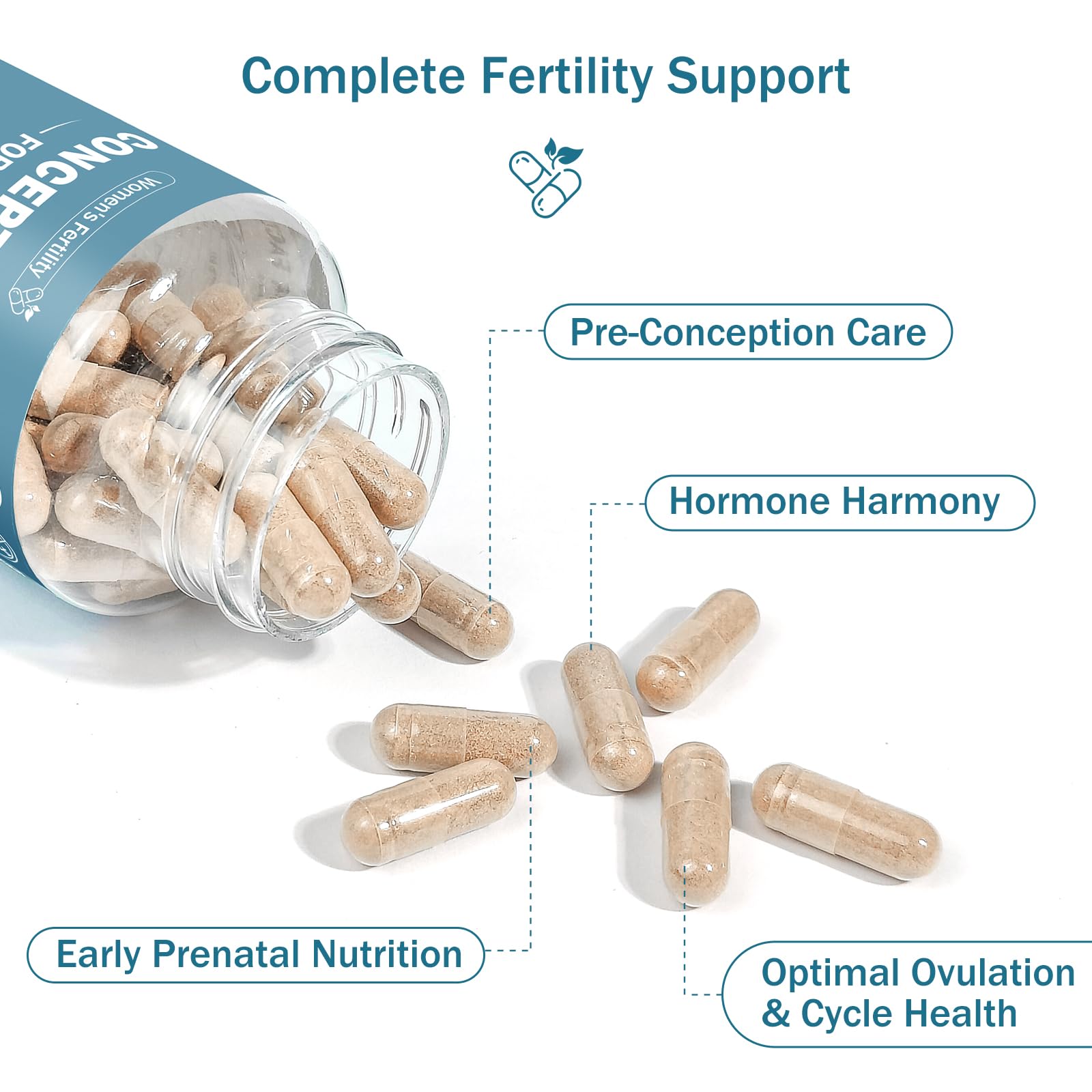 Fertility Support Supplement for Women – Promotes Ovulation, Hormonal Balance & Regular Cycles – Prenatal Vitamin with Myo-Inositol, Folate, Folic Acid, Vitex – 60 Capsules