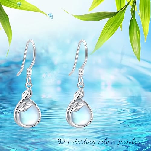 Miniatura 4 de Dangle Moonstone Turquoise Earrings for Women S925 Sterling Silver LeafDaisyStarFiligreeCeltic KnotFlower of LifeAmethyst Earrings for Gifts Jewelry