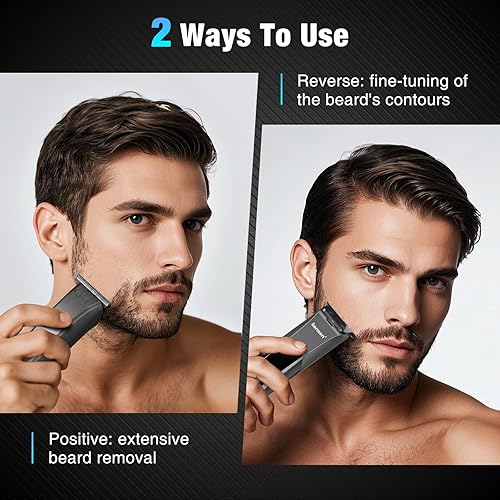 Miniatura 4 de Kensen Recortadora de barba ajustable para hombres, cuchillas de cerámica de precisión, impermeable, recargable, ideal para barbas, bigotes y
