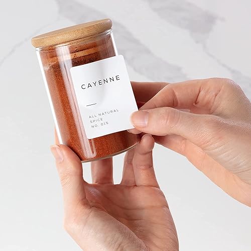 Miniatura 3 de Tarros de especias vacíos, juego de 12 tarros de especias de vidrio con tapa de bambú, botellas de almacenamiento de especias de 6 onzas con