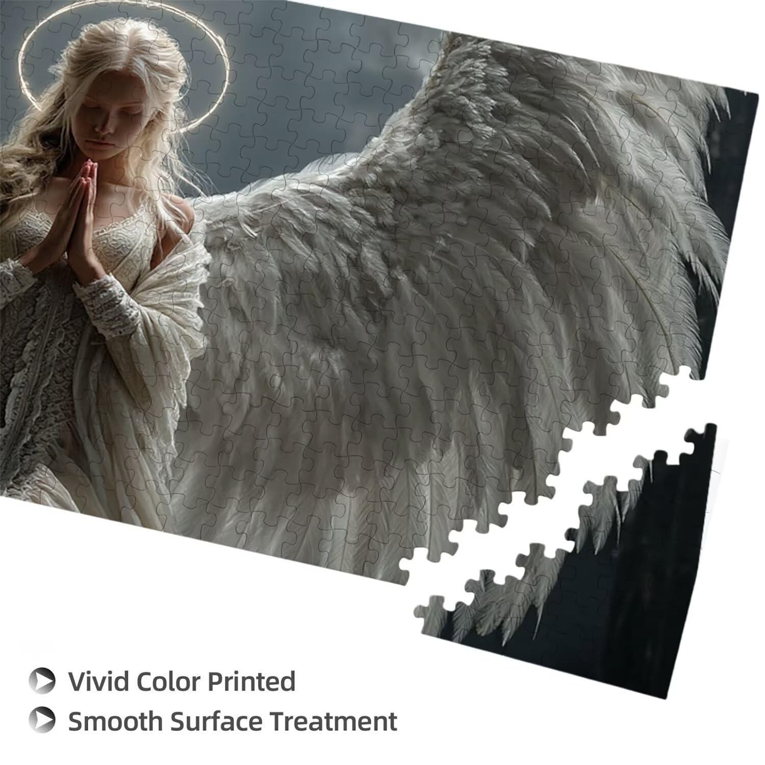 Drewniane puzzle dla dorosłych 1100 sztuk | Piękny anioł | Zabawki edukacyjne | Puzzle dla dorosłych i dekoracje rodzinne | Rozmiar 87 x 42 cm | Prezent dla dorosłych | Prezenty świąteczne x-701