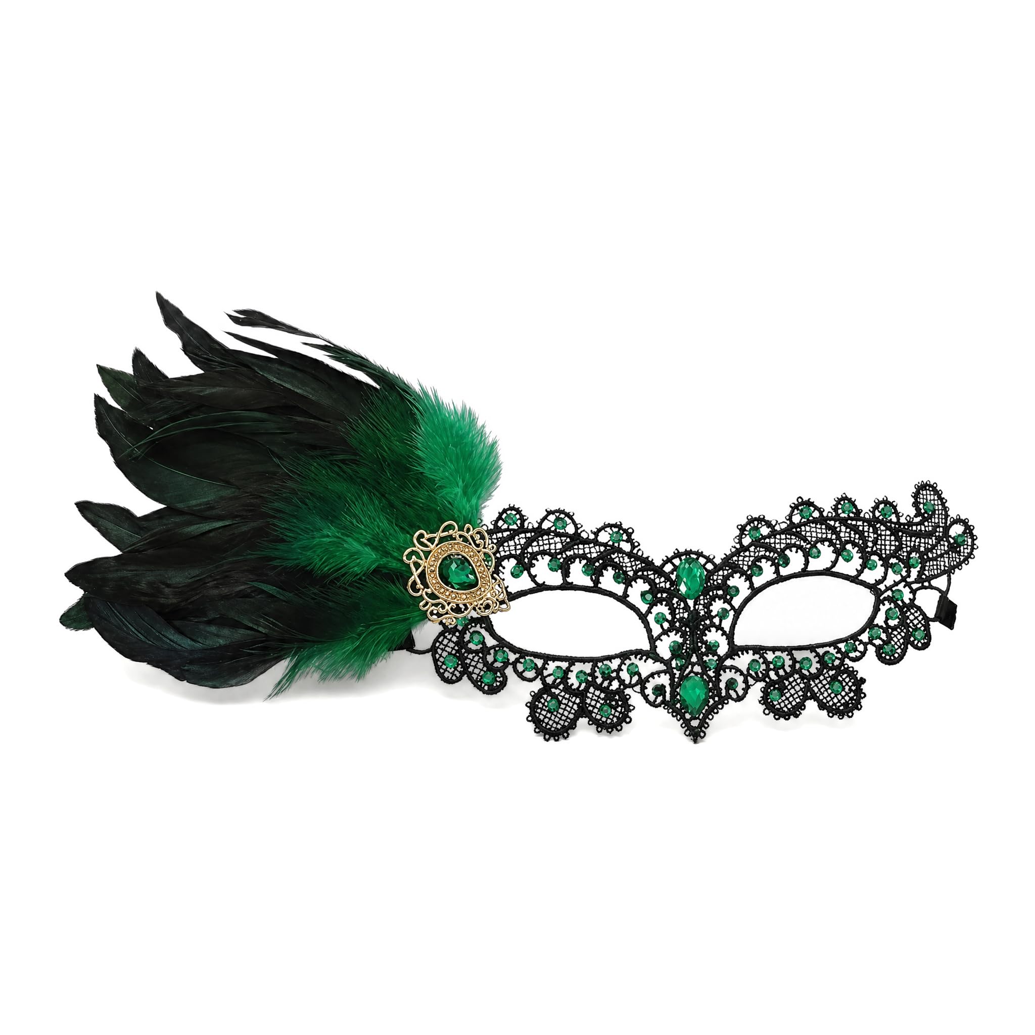 Dooaqiin Elegant Venetian Masquerade Mask for Women with Detachable Feathers, Antique Lace Carnival Masks for Renaissance Cosplay, Halloween and Ball Party