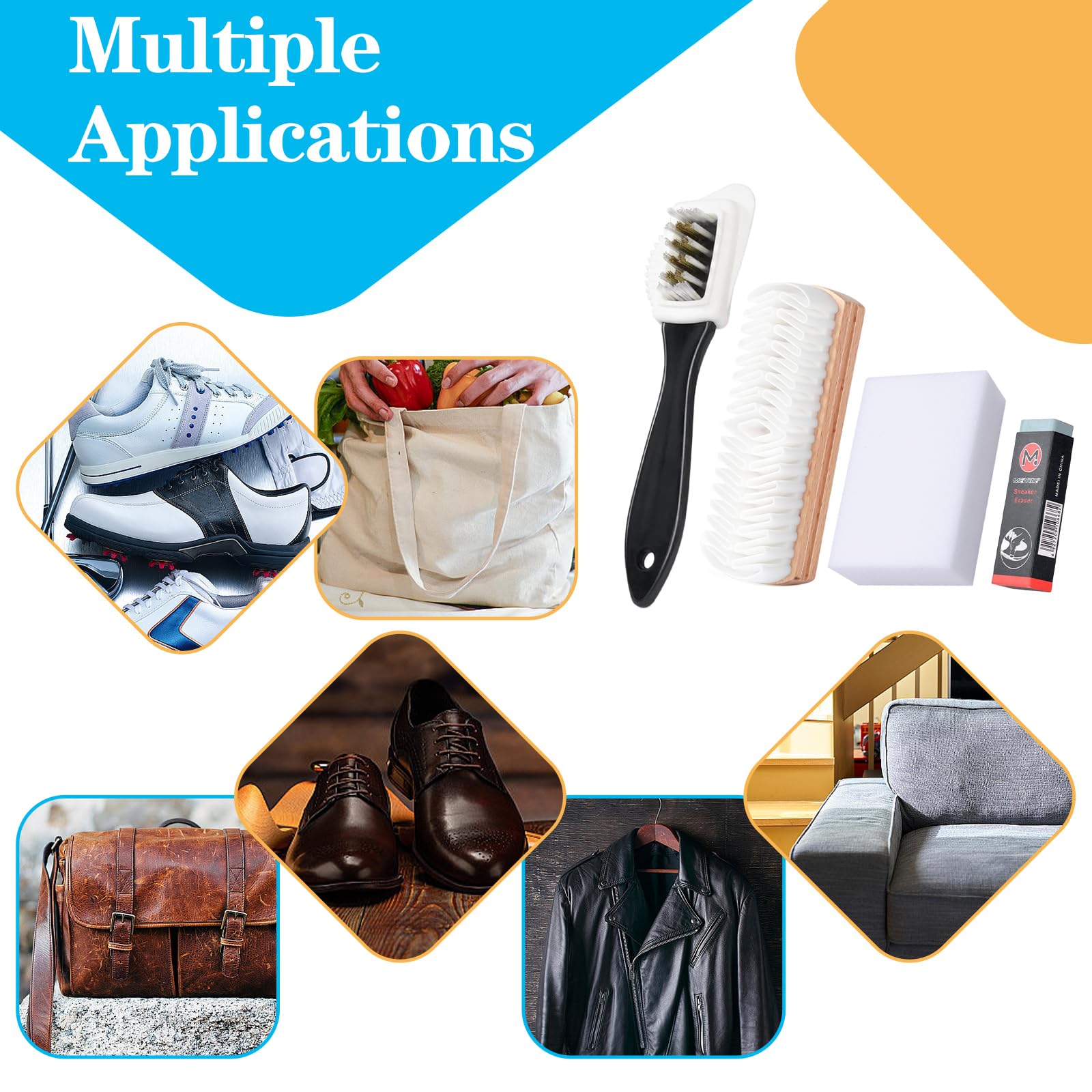 Brosse Chaussure Daim Cuir Nettoyage Brosse à Chaussures en Crêpe Brosse Cirage Chaussure Multifonction avec Gomme Daim Chaussure Nettoyage Kit pour Daim Nubuck Enlever la Saleté et Maintenance