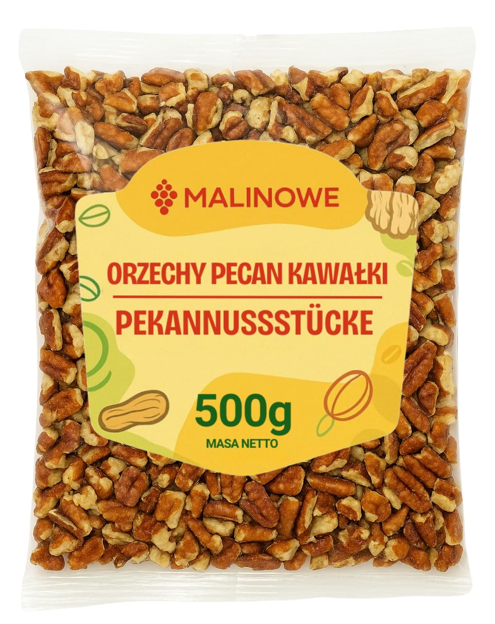 Malinowe ORZECHY PECAN DROBNE 500g Kawałki Wysoka Jakość