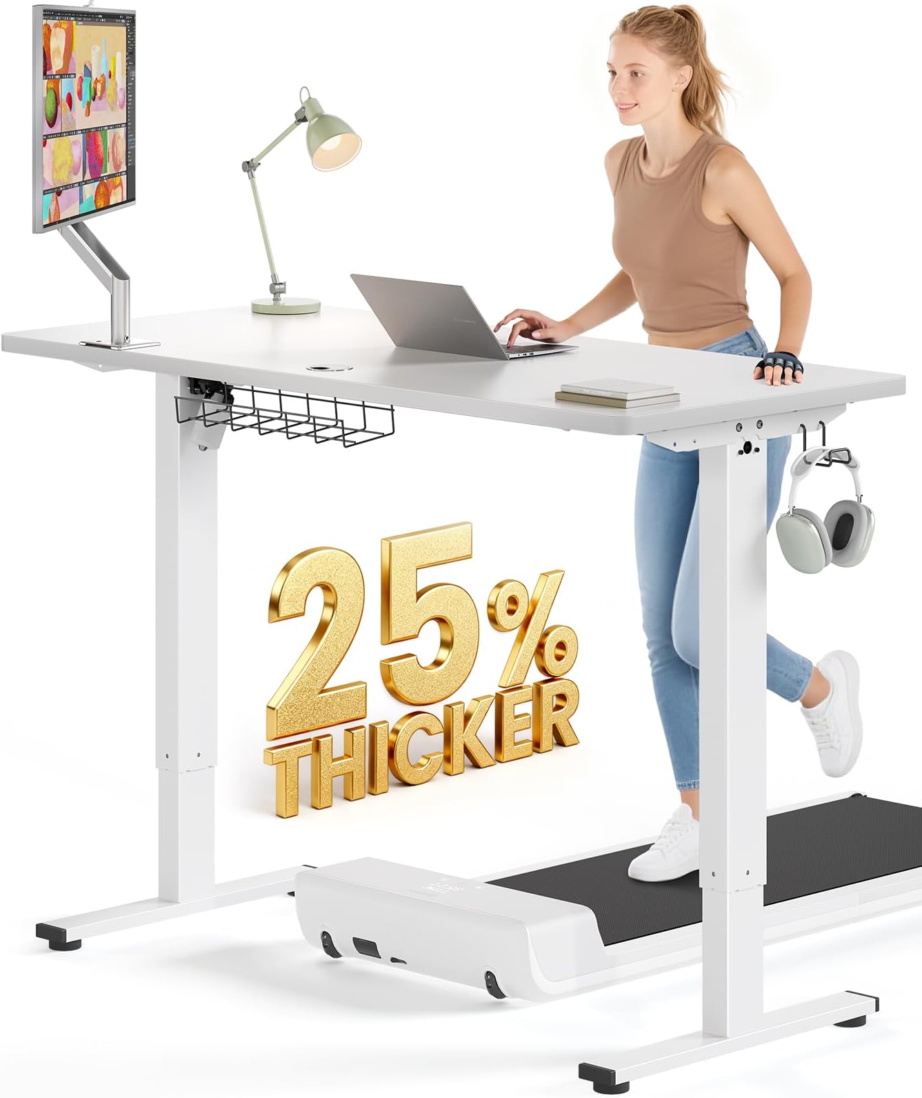SIAGO Electric Standing Desk Adjustable - 63 x 24 Inch Sit Stand up Desk with Cable Management - 3 Memory Preset Adjustable Height Table