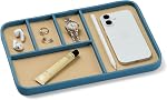 Nordik Leather Valet Tray - Nordik Blue - 30 x 20 cm - Large-Sized Vegan Leather Tray - Stylish Nightstand Organizer for Men - Modern Bedside Caddy - EDC Catchall for Keys Watch Wallet Jewellery