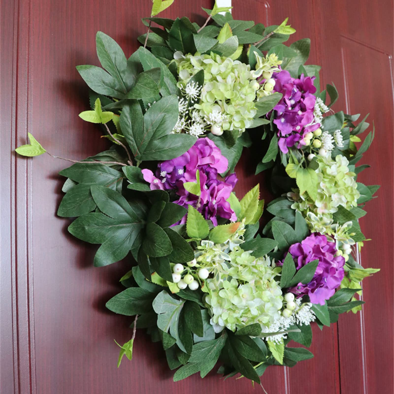 Couronne artificielle de 55 cm pour porte d'entrée de porte de fond de mur de Noël, mariage, fête, décoration de la maison