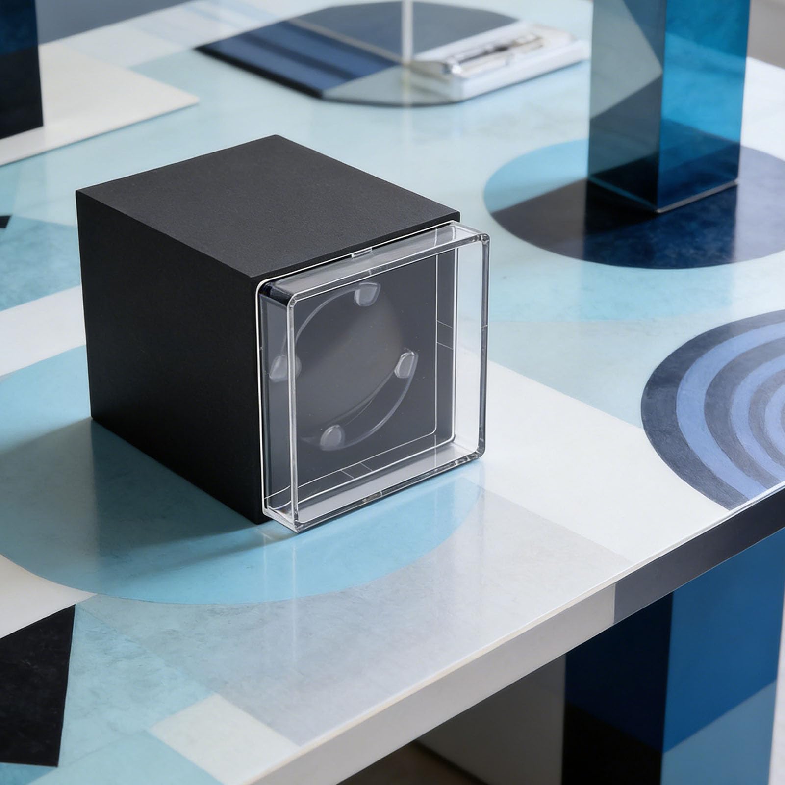 Ejoyous Caricaorologi Automatico, Caricaorologi Meccanico Silenzioso in ABS con 5 Direzioni di Rotazione, Cassa Singola Antimagnetica a Doppia Alimentazione per Display da Ufficio Domestico