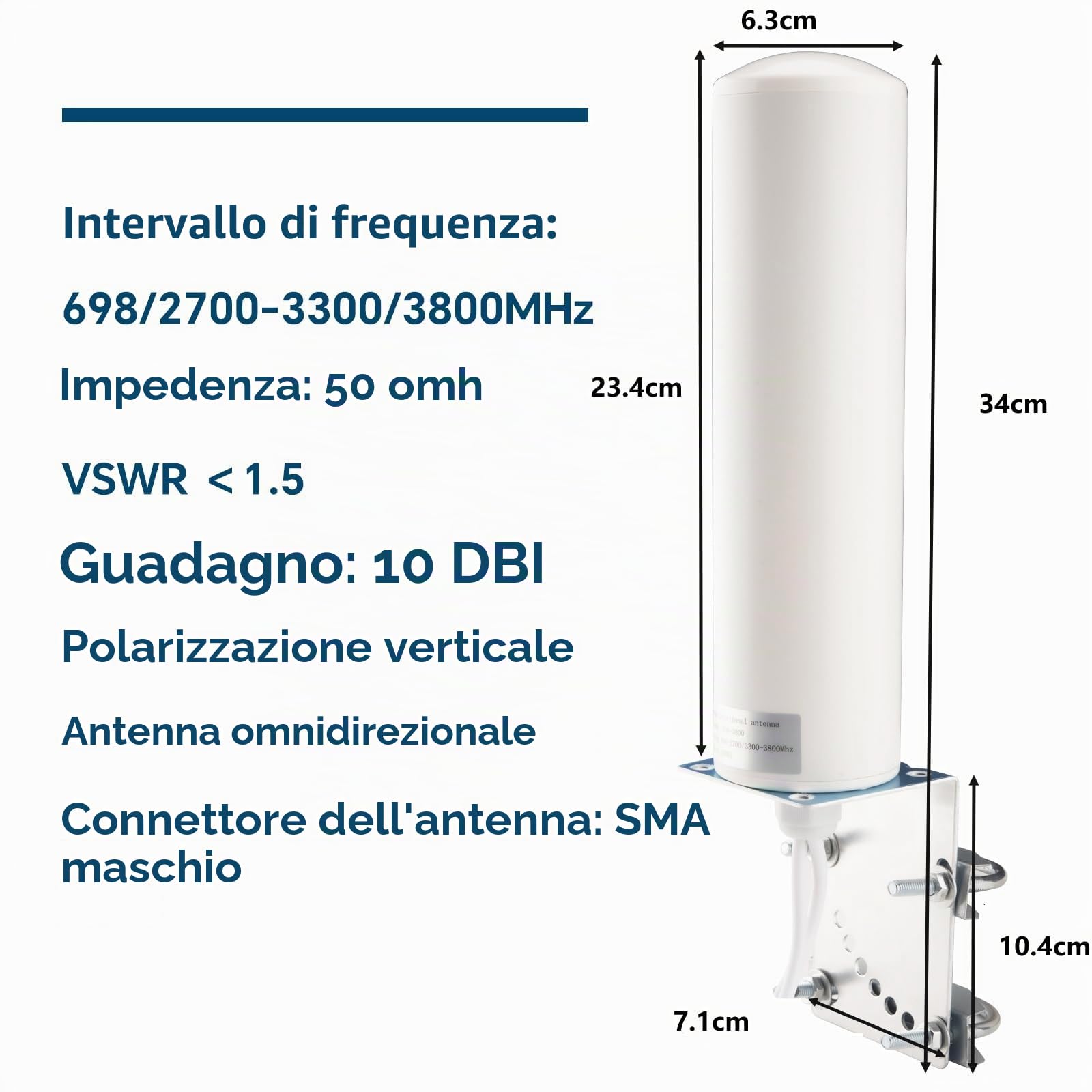 4G 5G LTE Antenna esterna 10dBi SMA TS9 Adattatore 698-2700 3300-3800MHz Antenna WiFi ad alto guadagno esterna BASSA PERDITA Dual SMA maschio 5M RG58 Cavo 4G LTE router omnidirezionale Hotspot