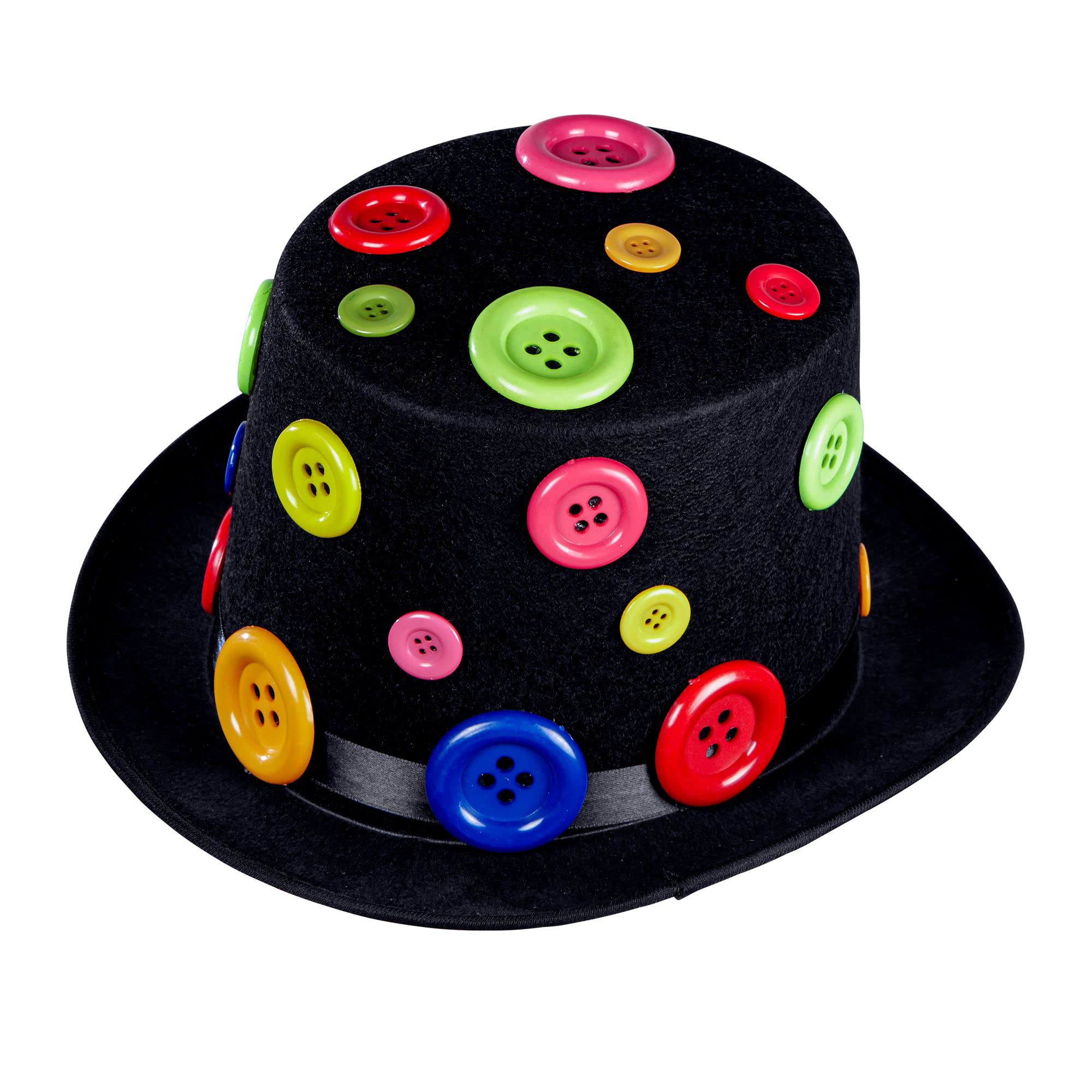 Widmann 11763 Hat with Colourful Buttons Made of Felt, Hat, Headpiece, Clown, Circus, Theme Party, Carnival