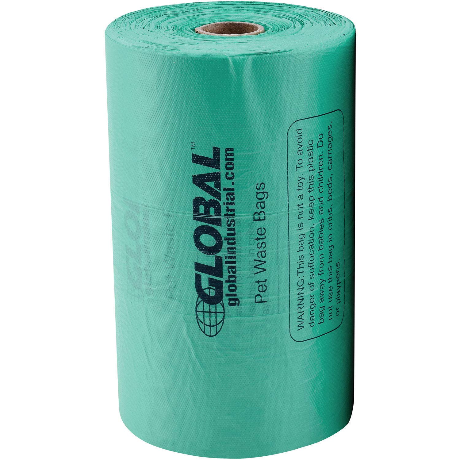 Global Industrial Bolsas de plástico para residuos de mascotas con asas, color verde, 400 bolsas/rollo