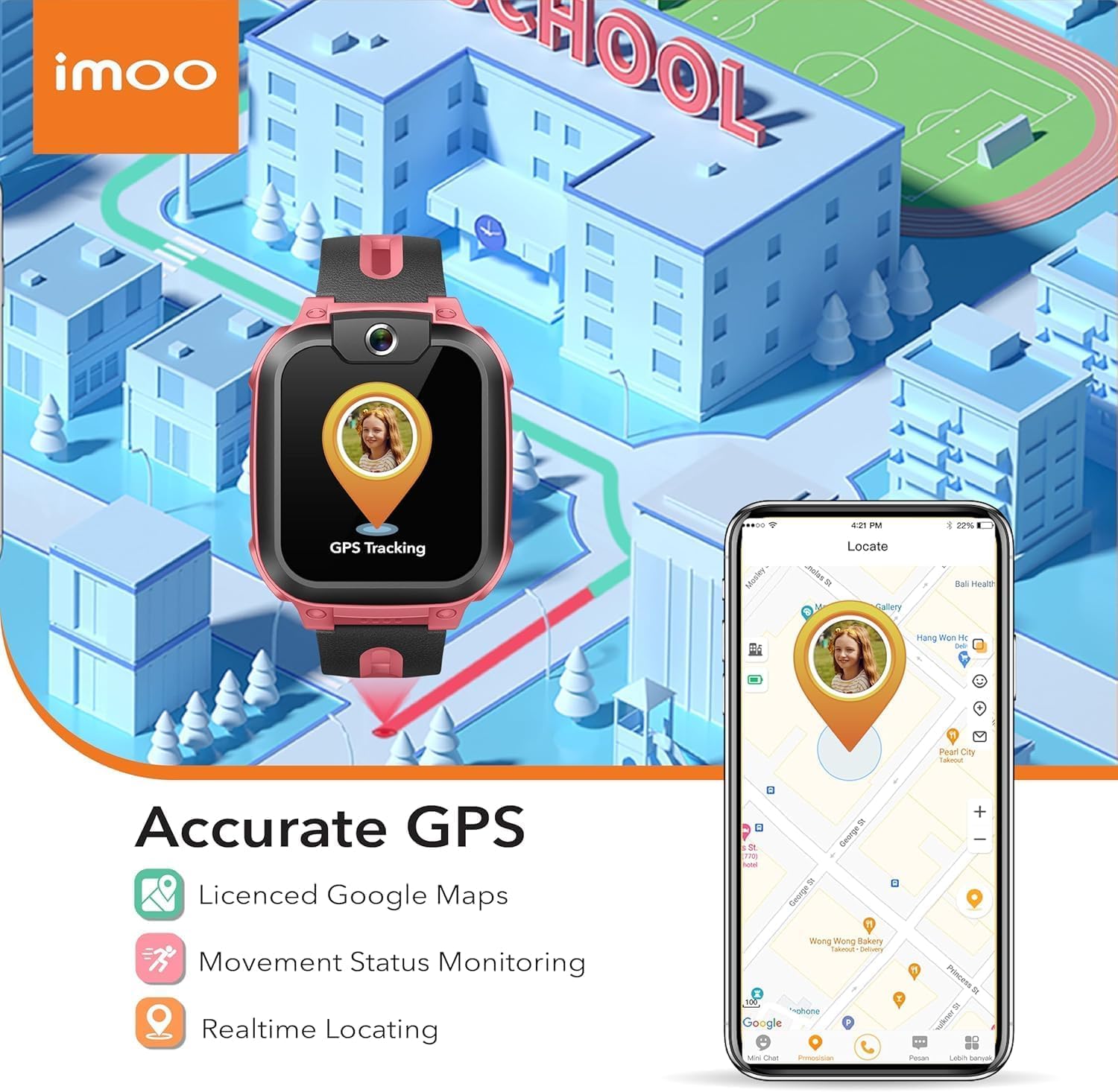 imoo Z3 Watch Phone, 4G-Smartwatch Kinder mit HD-Videoanrufen, Smartwatch für Kinder mit GPS-Echtzeitortung, IPX8-Wasserbeständigkeit (Rojo)