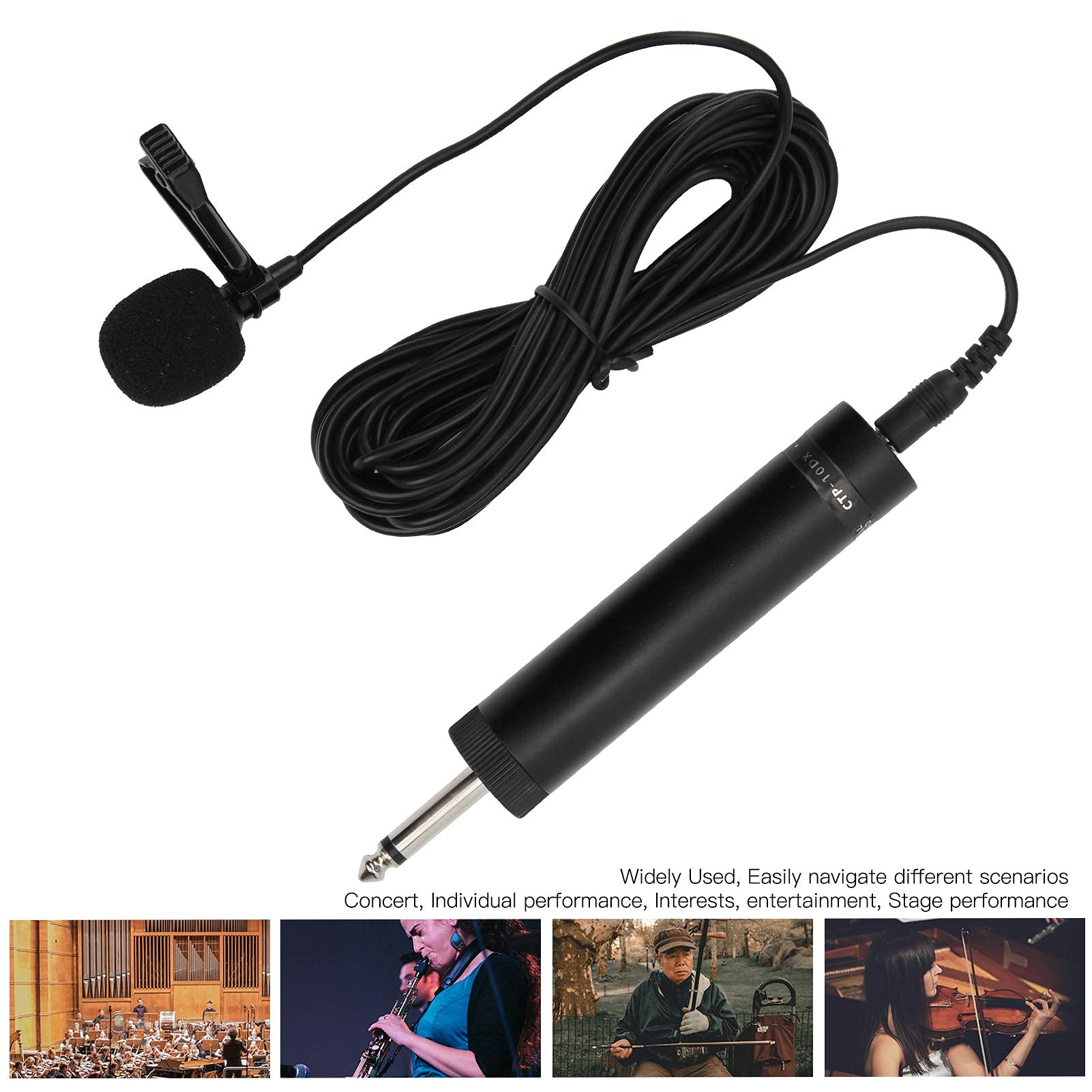 LiebeWH Microfono Lavalier, Sassofono a Bavero con Filo Accessori per Strumenti Musicali Professionali con Cappuccio in Schiuma, per il Collegamento di Amplificatori, Mixer(10meters)