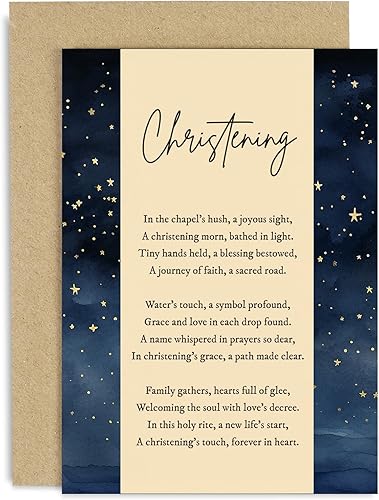 Old English Company Tarjeta de felicitación, bautismo, tarjeta de bautizo para niño o niña, poema de bautizo único, interior en blanco con sobre