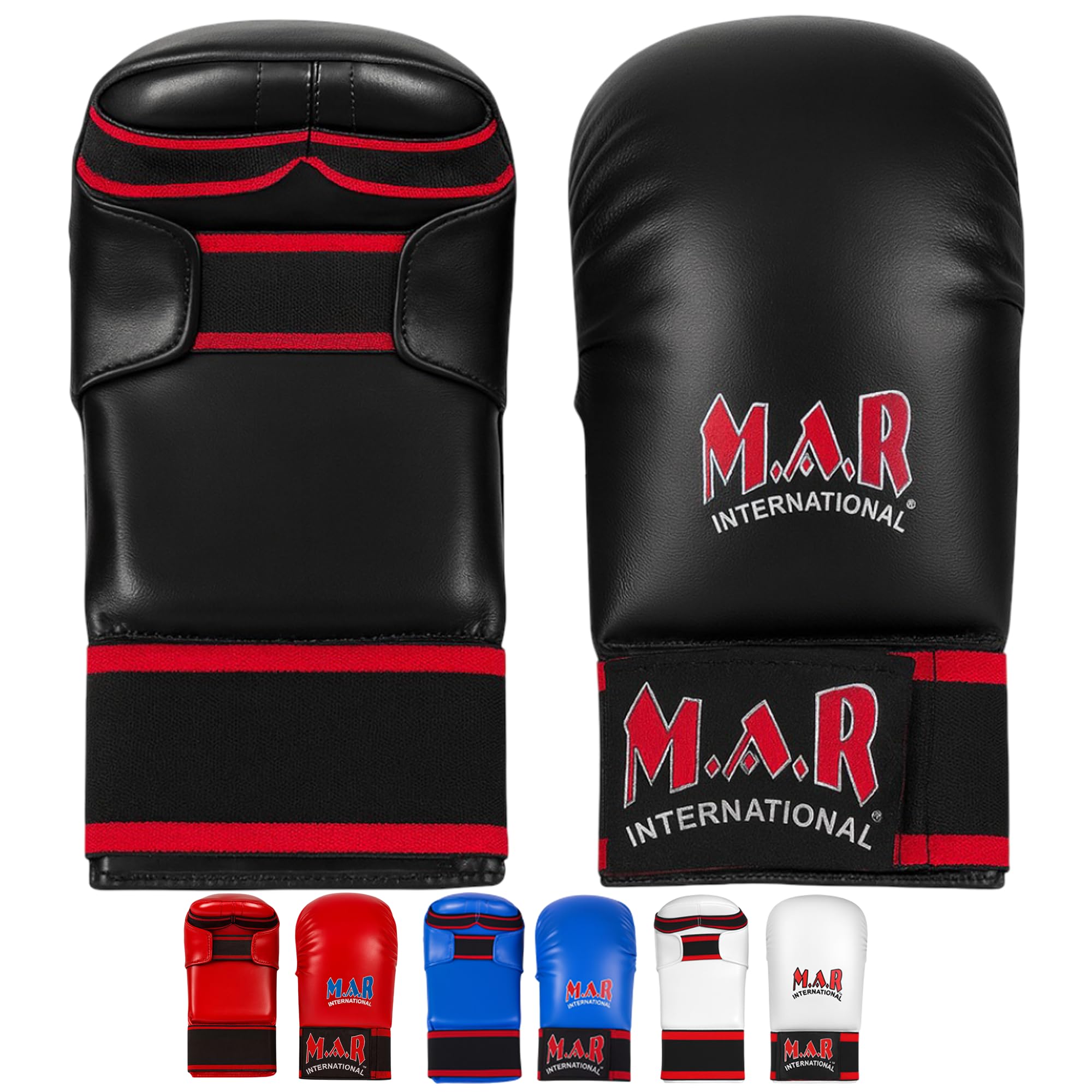 MAR | Black Karate Mitts with Flexible Wrists, Karate Gloves for Martial Arts Fighting, Sparring & Training Gloves, MMA Gloves, Foam Padding Semi-Contact Gloves, Mixed Martial Arts Gloves (Large)