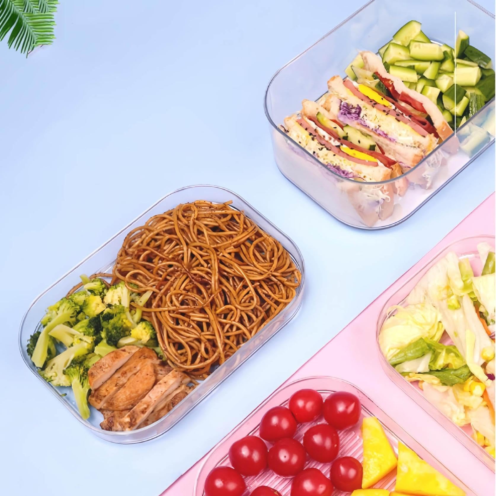 Kühlschrank-Organizer und Aufbewahrung, Delikatfleischbehälter, Lunch-Fleischbehälter für Kühlschrank, Sandwich-Behälter, stapelbares 3er-Set mit transparentem gerahmtem Deckel, Nordic White (500 ml)