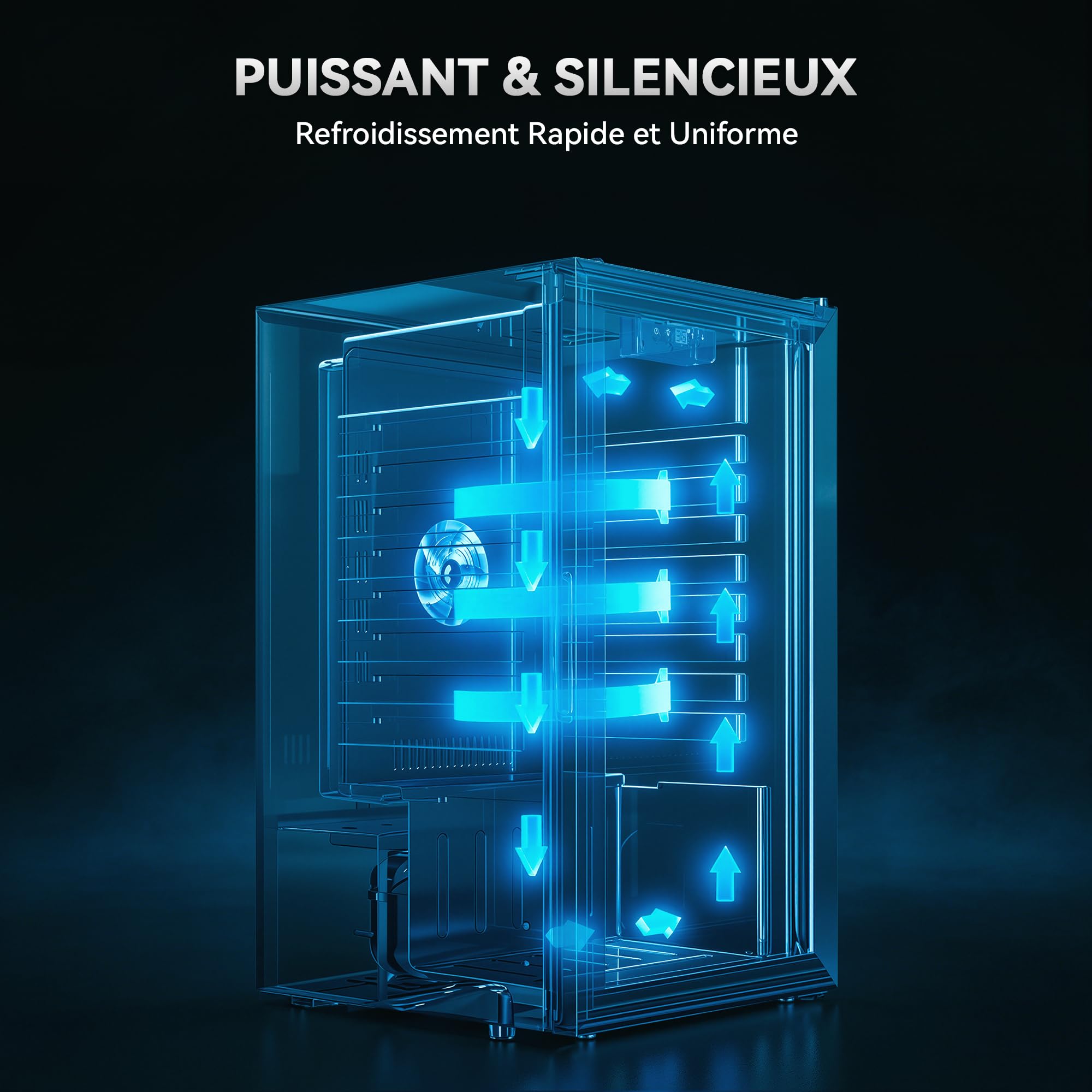 TRIUMPHKEY Réfrigérateur à Boissons 86 L Sans Givre, Porte Vitrée, 4 Étagères, 130 Canettes, Mini Frigo pour Bar Bureau Maison
