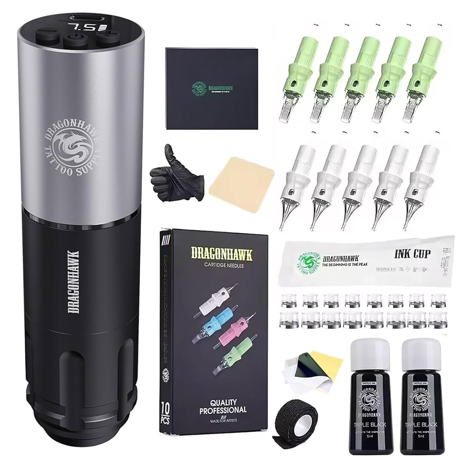 Extreme Tattoo Maszyna Kitowa Dragonhawk A Line A1 Rotary Pen Gun Kompletny Set Opony I Nadelki dla Rozpoczątkarzy