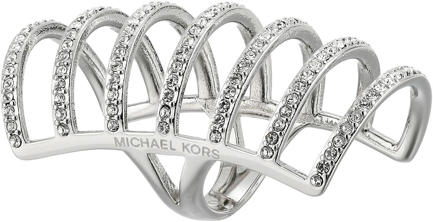 Michael Kors Women's Pave Cage Ring Silver Ring 6 Clothing