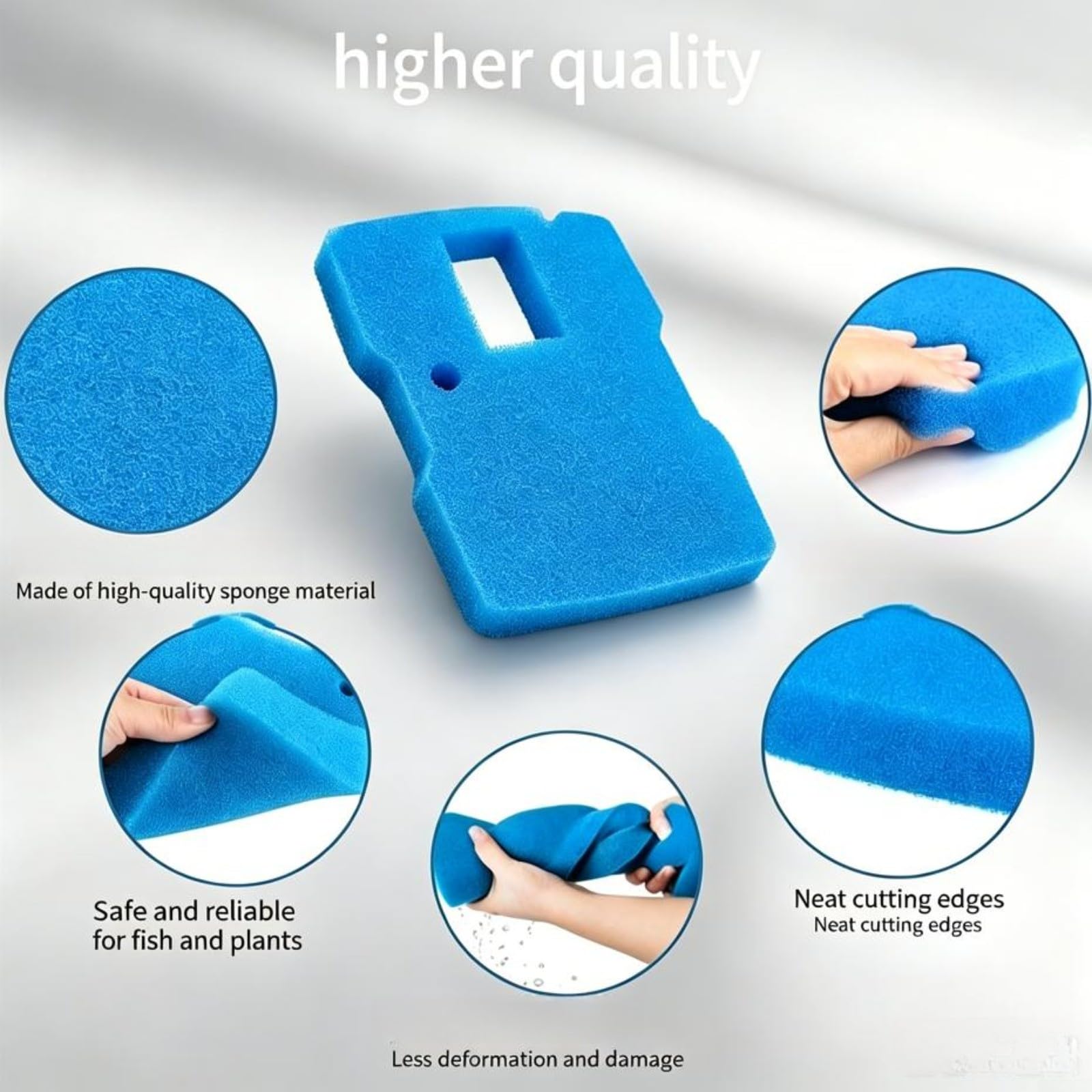 Paquete de 3 almohadillas de esponja para filtro de estanque CUF-6000, 11.8 x 9 x 1.8 pulgadas, repuesto para bombas de 660 GPH, filtración azul reutilizable para medios (6 piezas)