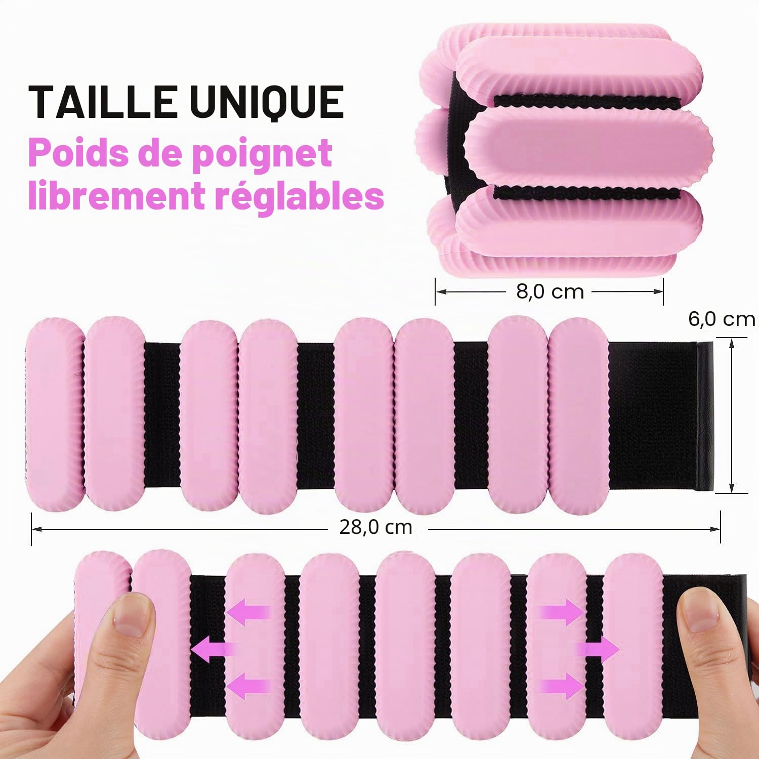 2 PCS Poids de Poignet réglables Poids de Cheville pour Exercice Marche Jogging Yoga aérobic Pilates Bracelet de Poids Bracelet de Remise en Forme