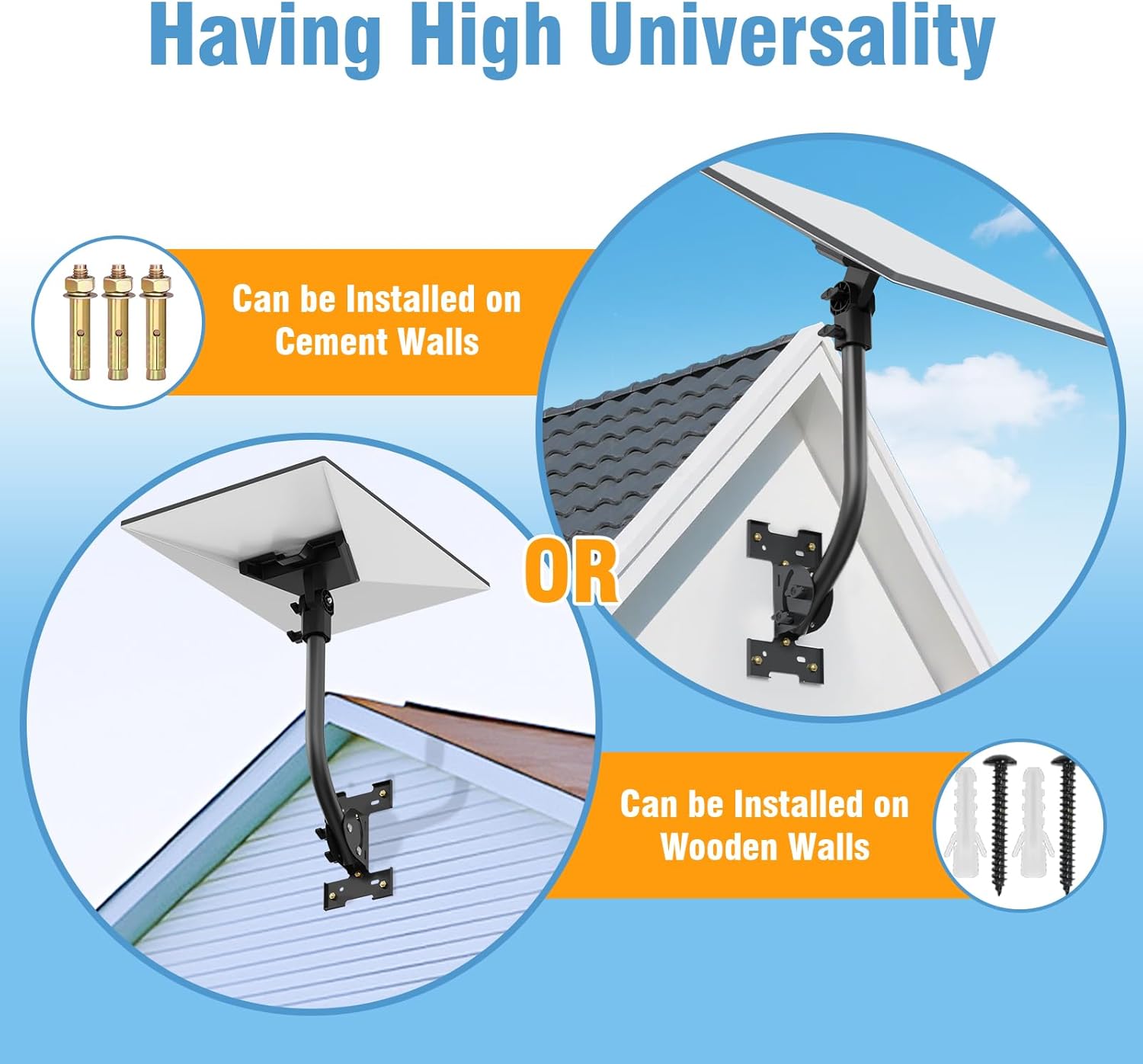 Starlink Gen 3 Mount — Adjustable 180°-Degree Installation kit with Waterproof Design Suitable for Wooden Roofs and Walls, ensuring Optimal Satellite Internet Signal Alignment.