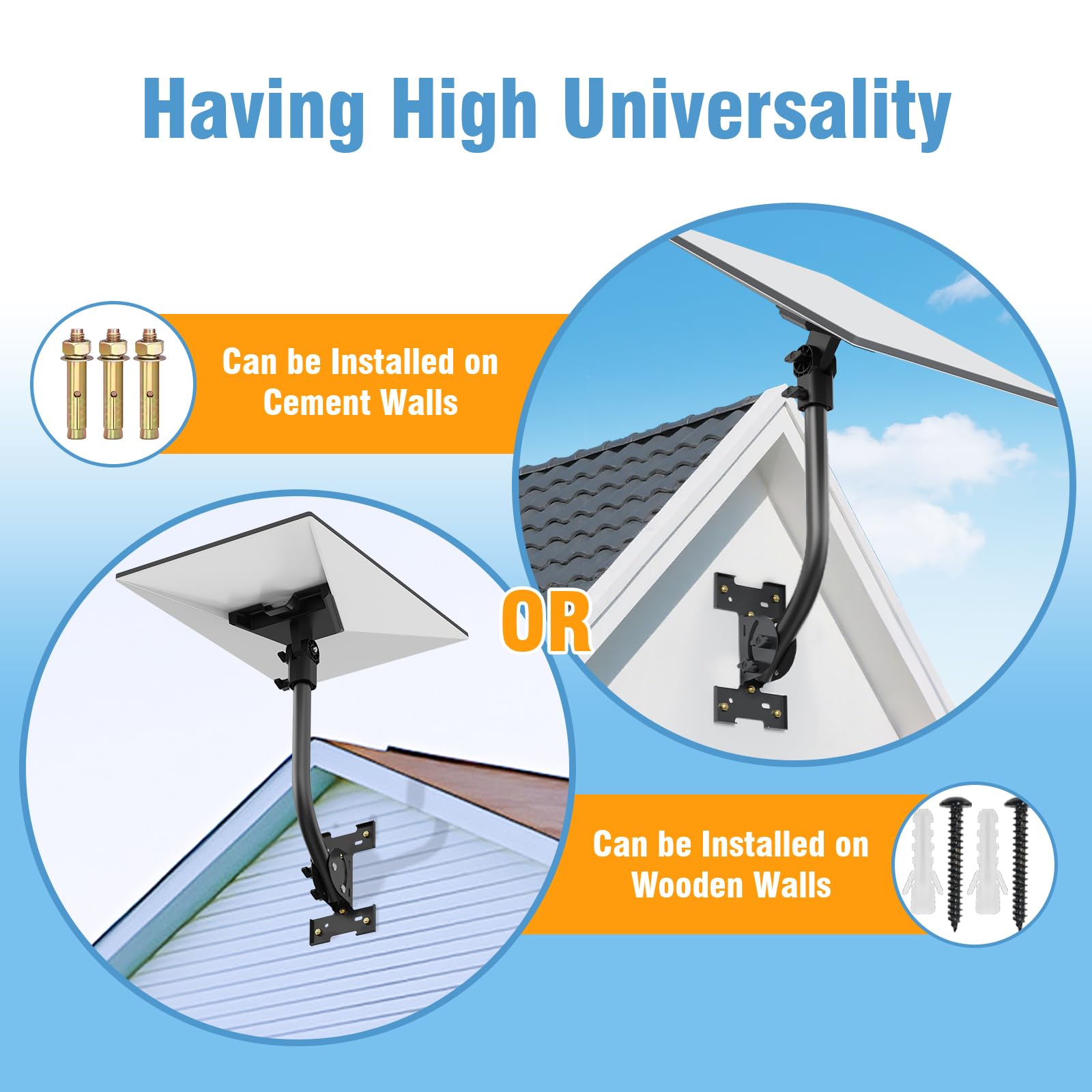 Anautin Starlink Gen 3 Mount — Kit d'installation réglable à 180° avec design étanche adapté aux toits et aux murs en bois, assurant un alignement optimal du signal Internet par satellite.