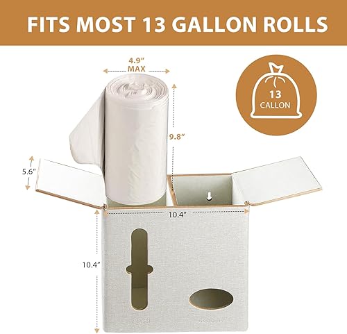 Miniatura 4 de Fanousy Soporte 2 en 1 para bolsas de comestibles y dispensador de bolsas de basura montado en la pared, caja de plástico para bolsa de basura de 13