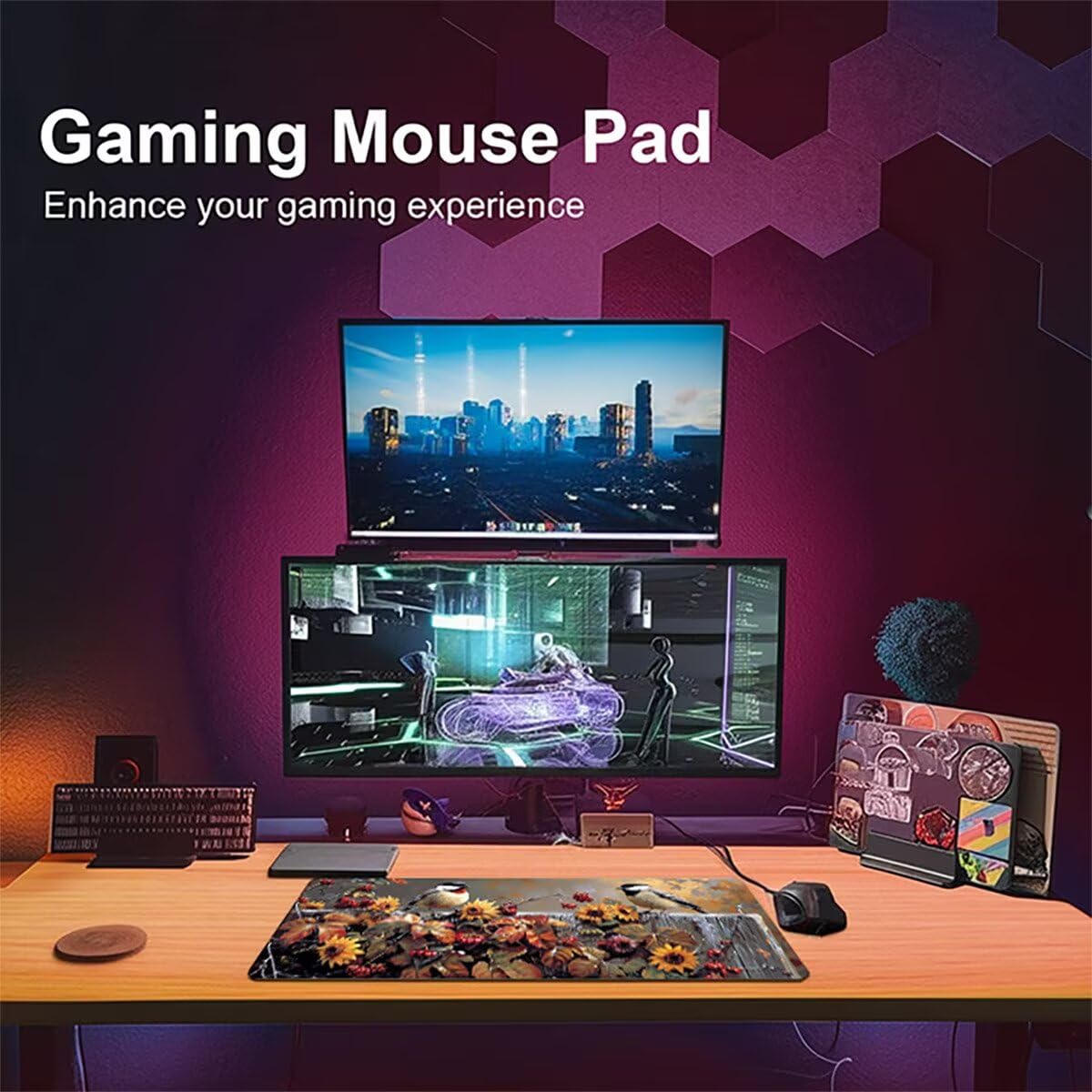 Tappetino per Mouse Gaming XXL 1200x600x3mm– Ufficio Mousepad Grande – Migliora la Velocità e la Precisione Tenuta Stabile Sottomano per Ufficio e Casa Accessori Scrivania Animale PjY6413 T-O