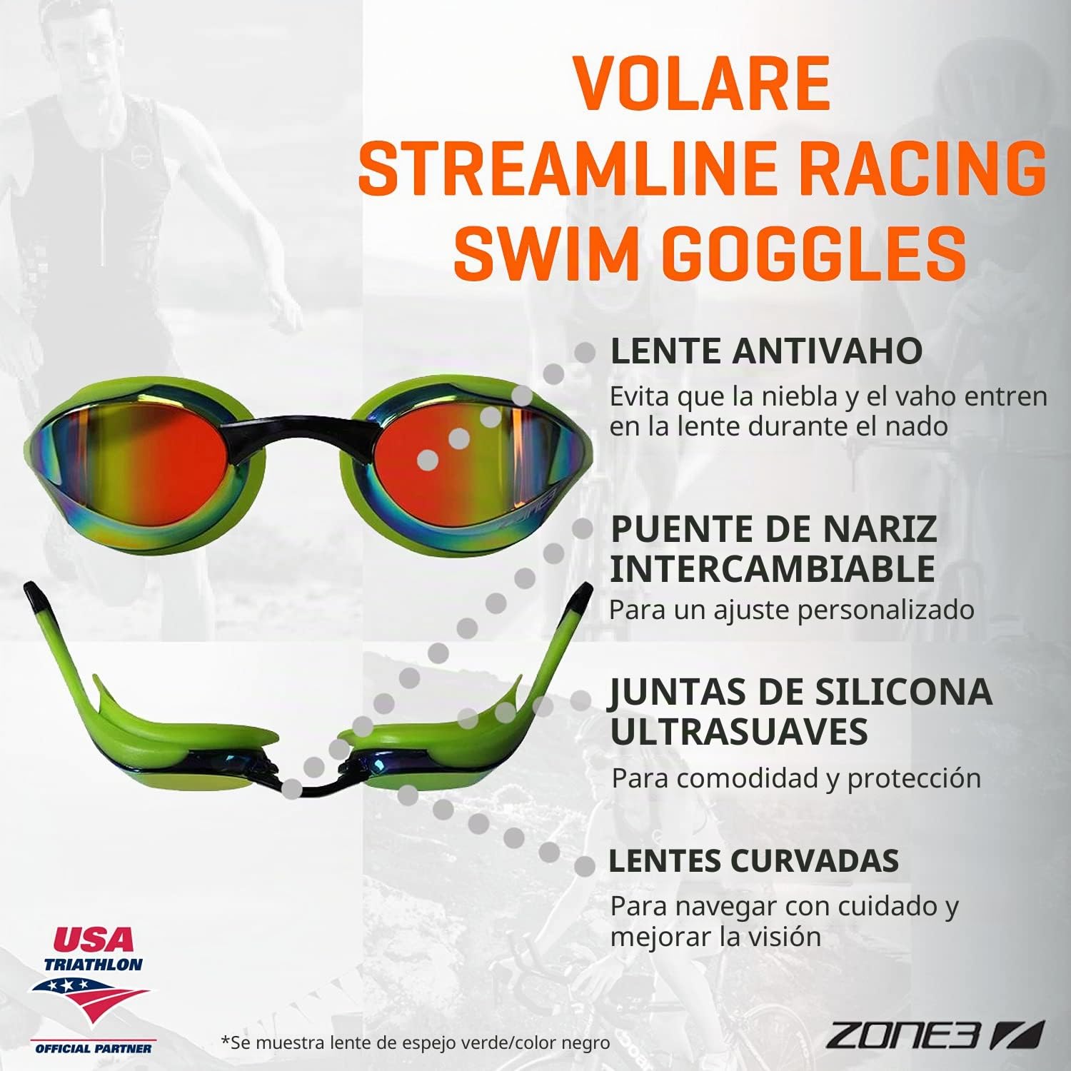 ZONE3 Volare Gafas de natación Unisex adulto (Pack de 1)