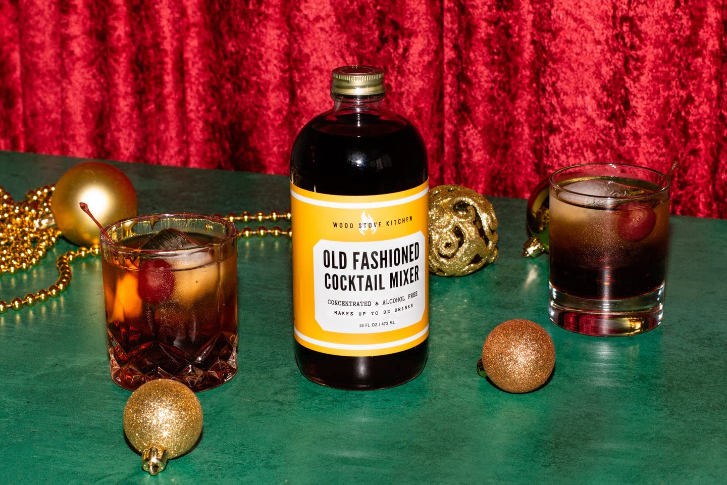 Wood Stove Kitchen - Old Fashioned Mix | Cocktail & Mocktail Mixer - Natural Craft Syrup with Tasty Flavors - Concentrated & Alcohol Free - Aromatic, Gentian Root, Orange & Cinnamon, 16 oz.