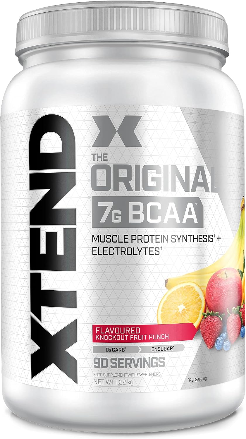 XTEND Original BCAA Powder Knockout Fruit Punch 90 Servings, White, 90 Servings (Pack of 1)