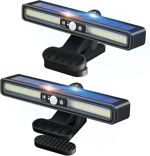 Ladvow Solar Lights Outdoor Waterproof Clip 36 Big LEDs Motion Sensor Fence Lights 2 Mounting Ways for Fence, Umbrella, Wall, Patio, Deck and