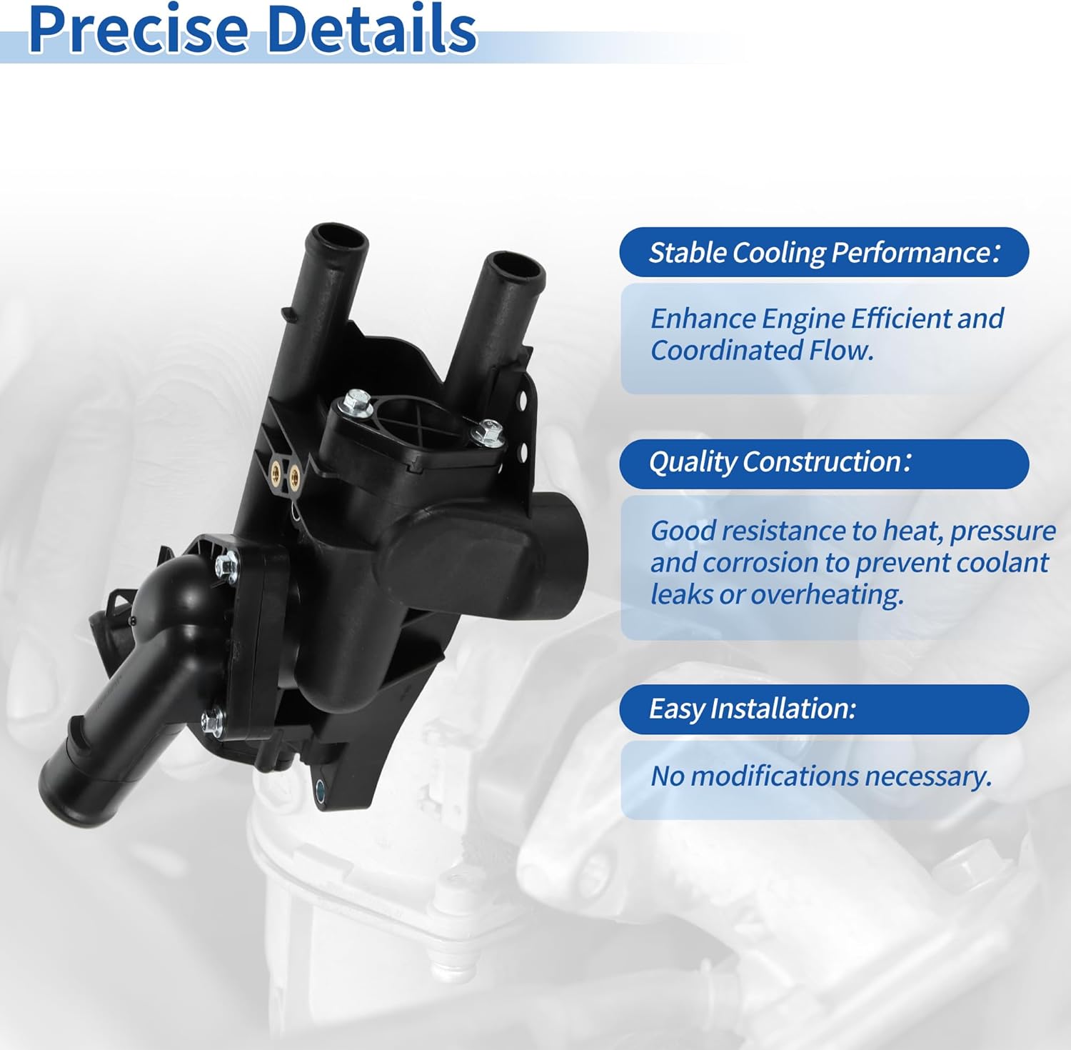 Plastic Engine Coolant Thermostat Housing Assembly for KIA FORTE 2010 Replace No.256002G000/256002G010 1 Pc
