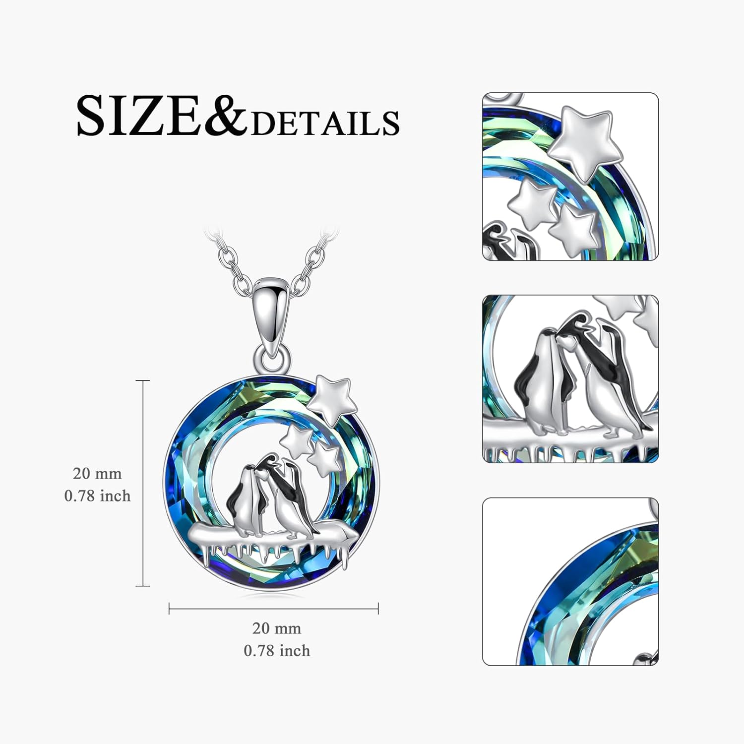 Crystal Penguin Necklace 925 Sterling Silver Penguins Pendant Necklace Cute Animal Jewelry Christmas Gifts for Women Mom Wife - Image 2