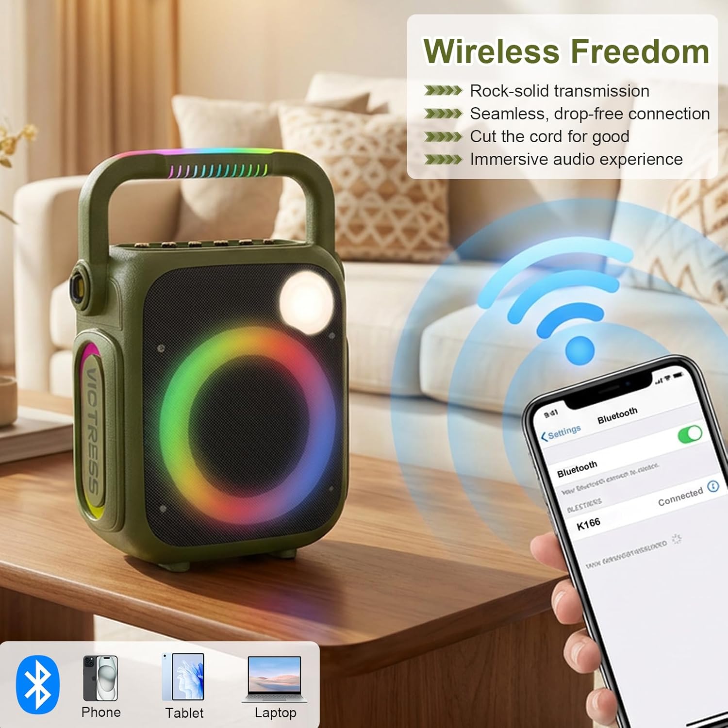Portable Guitar Amplifier Speaker Professional Street Performer Audio with Loud Sound for 16000sq.ft.,Outdoor Karaoke Machine with SOS Emergency Light,9000mAh Battery,Ideal for Party,Camping,Green