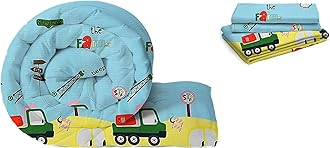 Cute car 3-Piece Kids Bedding Set – Single Bed Comforter, Matching Bedsheet & Pillow Cover – Soft (SkyBlue and Leamon) Design for Children’s Room(90X60) inch