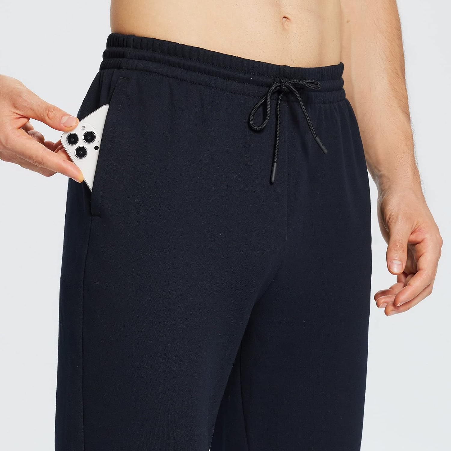 baleaf Men's Fleece Lined Pants Sweatpants Straight Leg Cotton Open Bottem Yoga Thermal Pockets