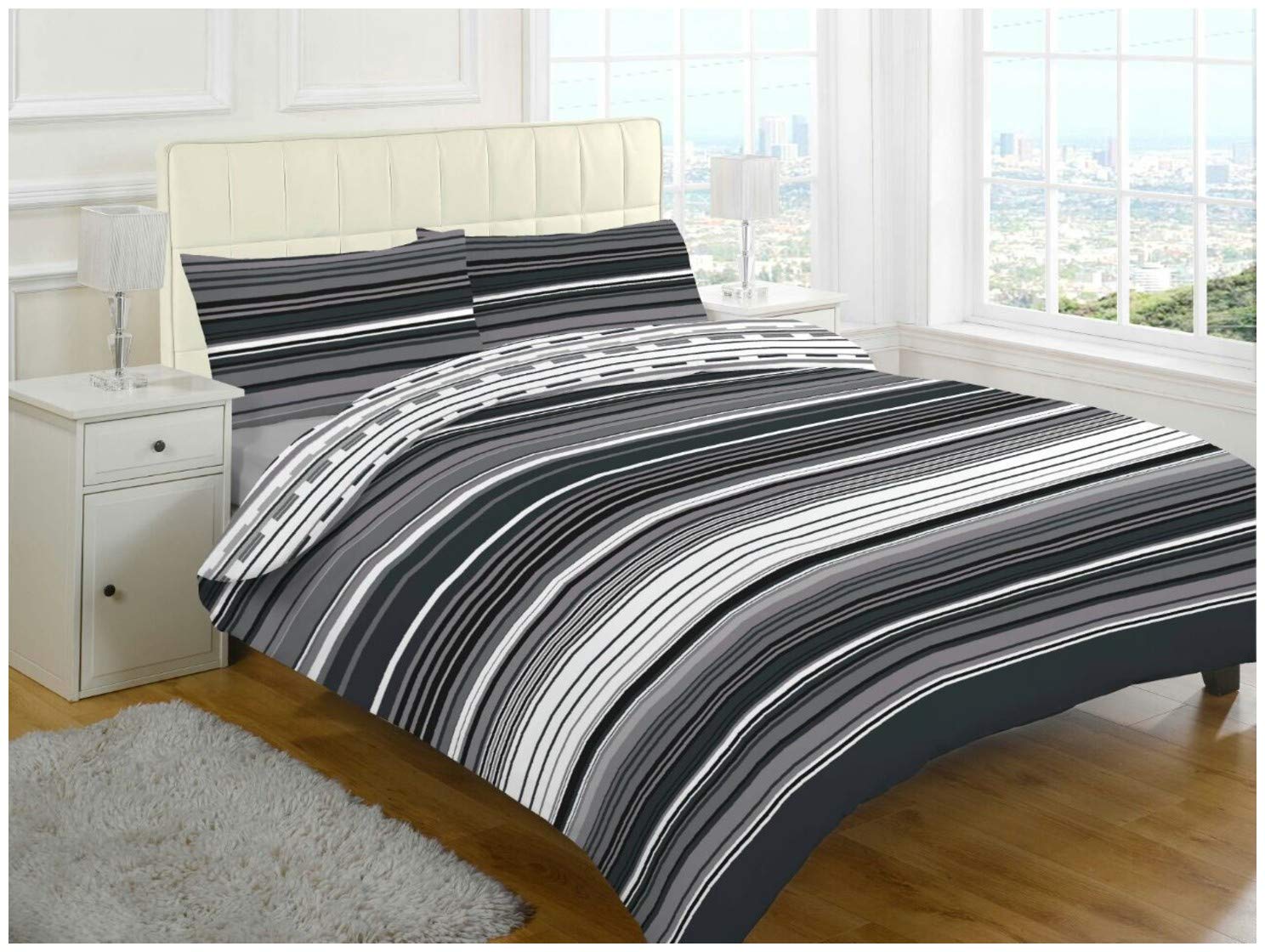 Goldstar Grey Goldstar® Stripes King Size Duvet Cover Bedding Set