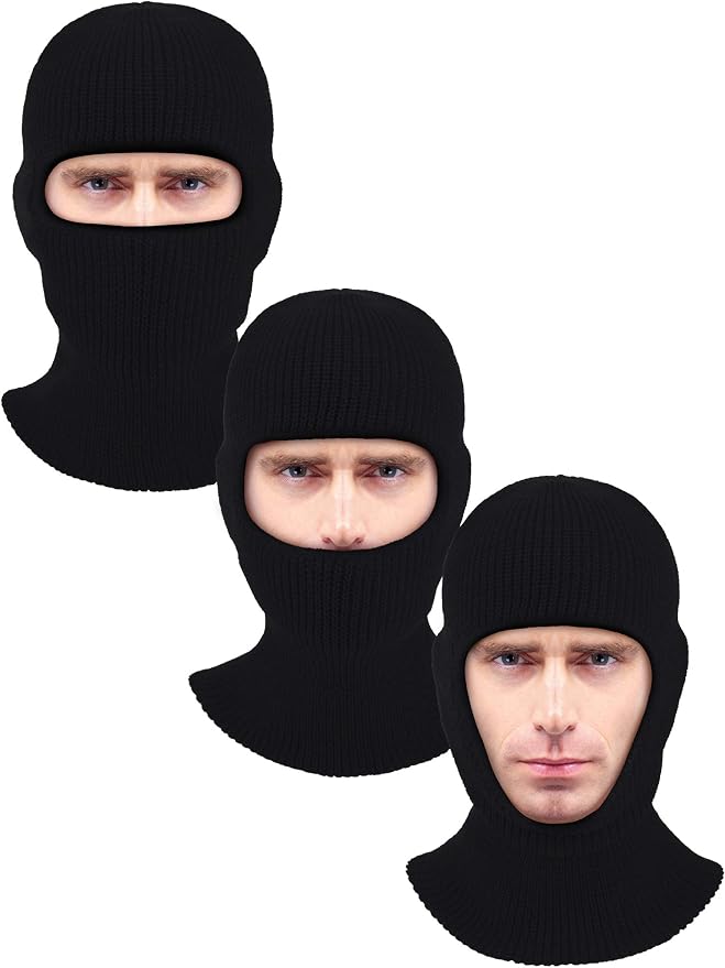 Balaclava Pasamontañas Tejida con 1 Agujero 2 Piezas Negro miniatura 5