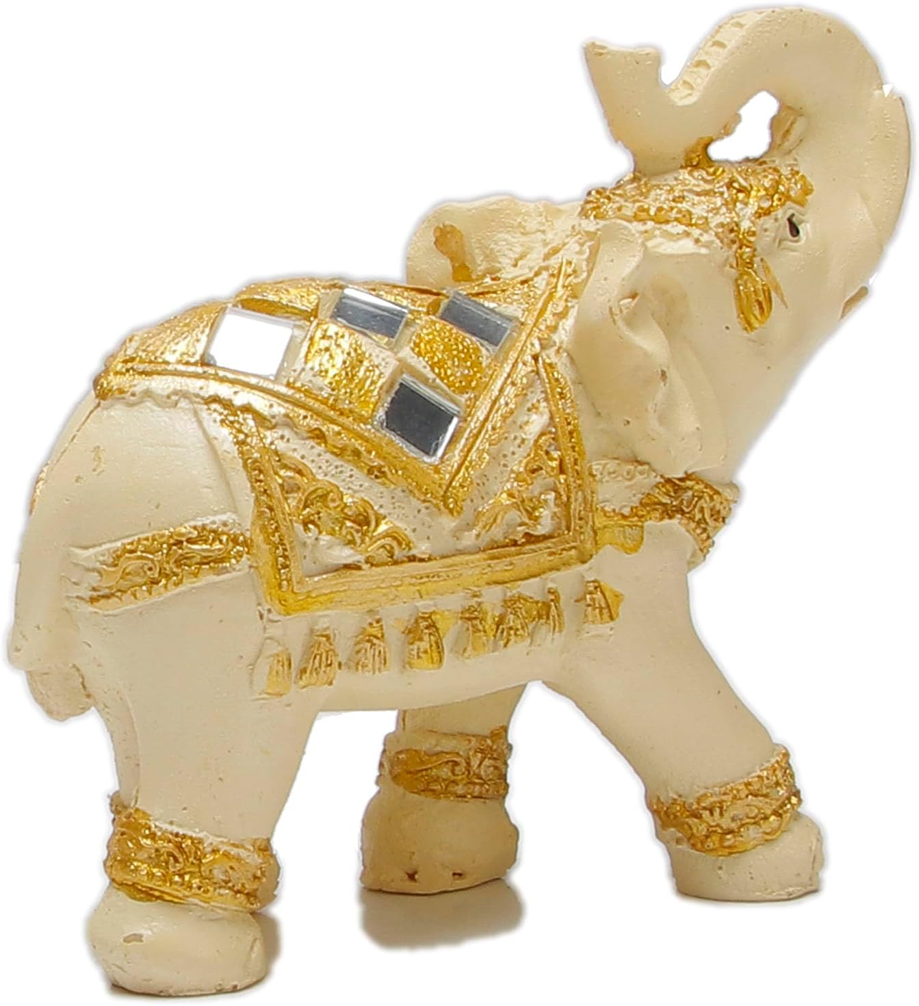 Set of 2 Elephant Statues and Figurines - Lucky Wealth Elephant Gifts for Home Decor - Statue with Trunk Up - 3.9" L x 3.9" H - Image 7