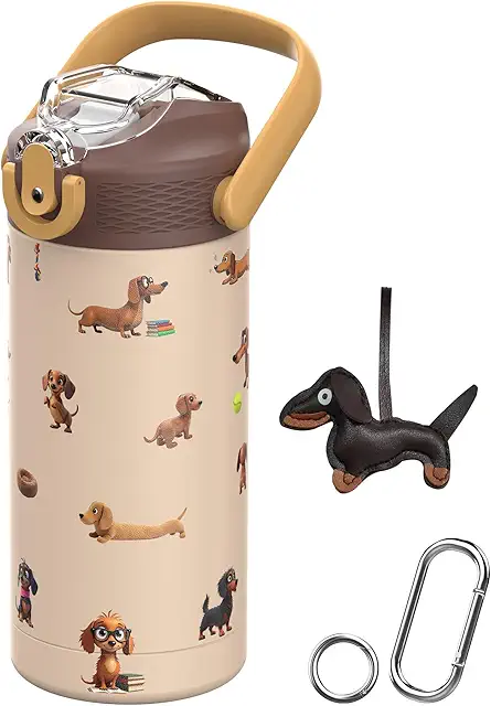 Gourde anglaise MYFOREST 400 ml isotherme enfant, acier chirurgical, motif teckels