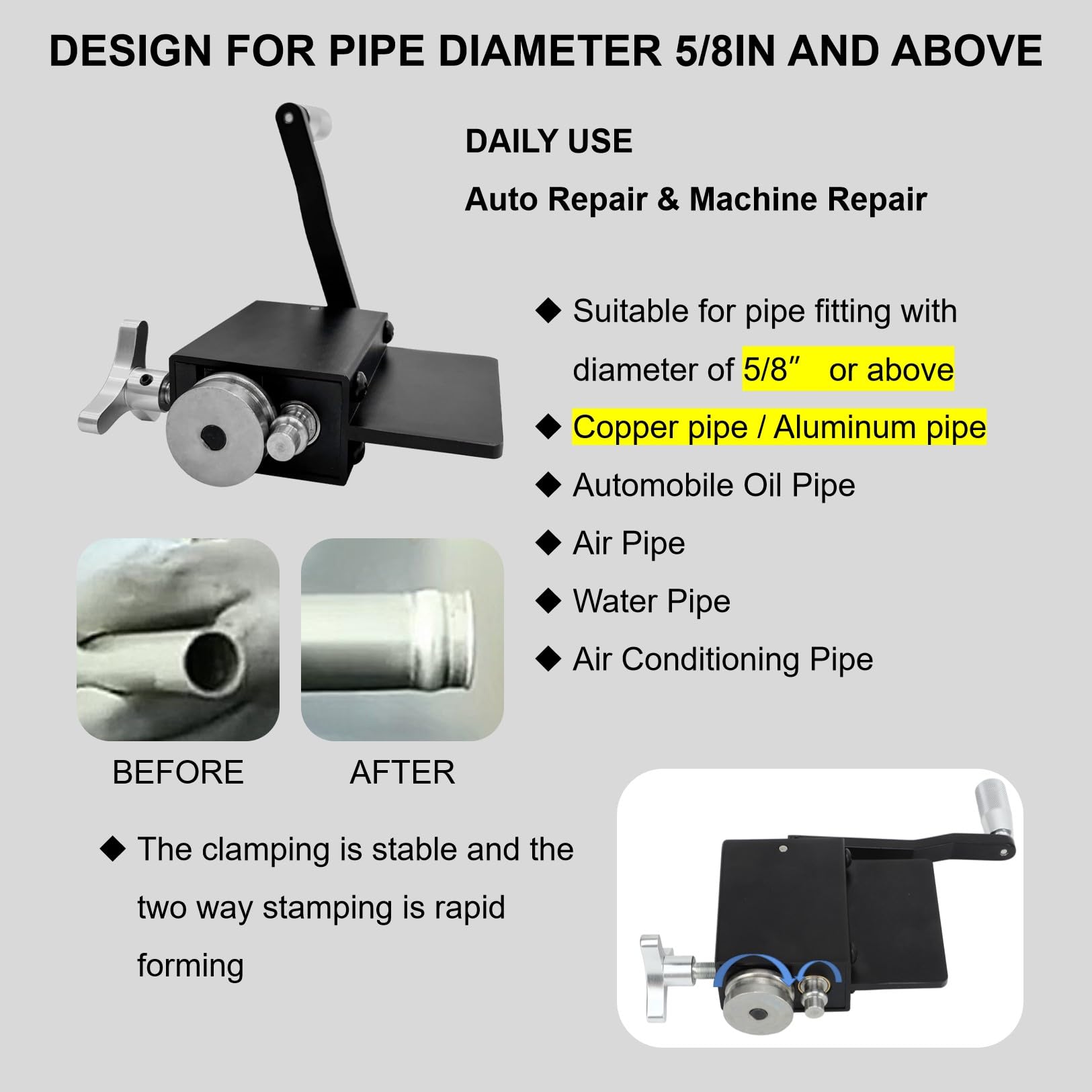 Manuelle Rohrwulstrolle sickenmaschine Rohr Schlauch Sicken Werkzeug, ladeluftkühler Stahlrohr Rohrwulstwerkzeug Für 5/8In Und Größere Rohre 2 5 inch intercooler piping kit Applicatore isolamento